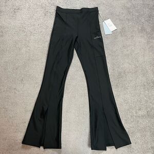 Johnny Was Calme Pants Women Small Split Leg Flare Legging Yoga Gym Black NEW